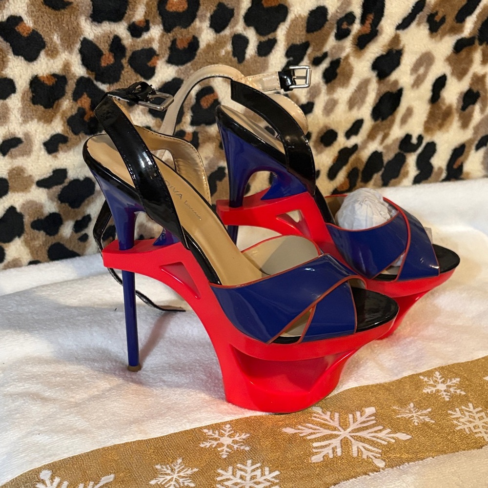 Wild Diva Black and Red Platform Heels